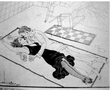 Fig.  12:  Estudo  -  Casal  sobre  o  chão,  desenho de Érico de  Paula, 1934.  