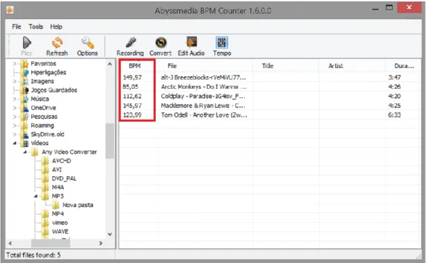 Figura 13- Screenshot do programa Abyssmedia BPM Counter em funcionamento 