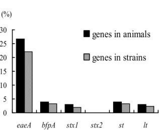 Figure 2. Frequency of categories of E. coli isolates 