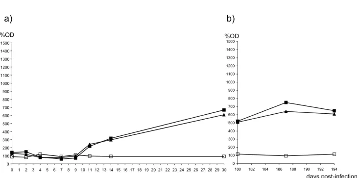 Figure 4. ELISA analysis of IgG1 specific antibody in sera of calves experimentally infected with BoHV-1.1 or BoHV1.2a