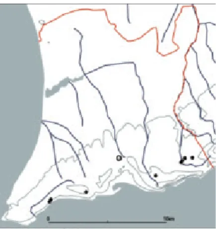 Fig. 4 Mapa com a ocupação da Idade do Bron- Bron-ze e do Ferro elaborado por Gertrudes Branco.