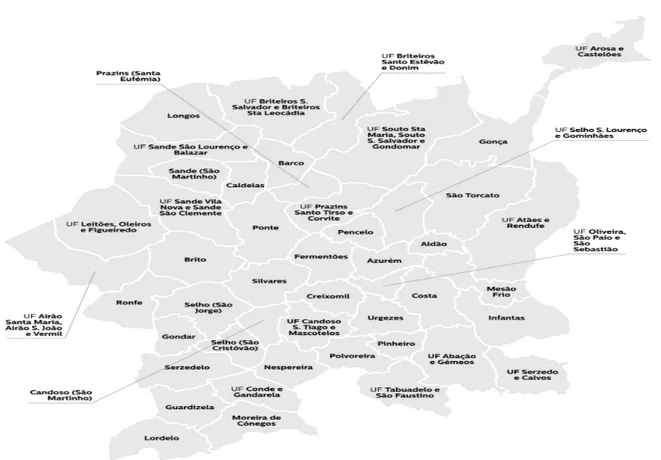 Figura 2 – As freguesias do concelho de Guimarães  