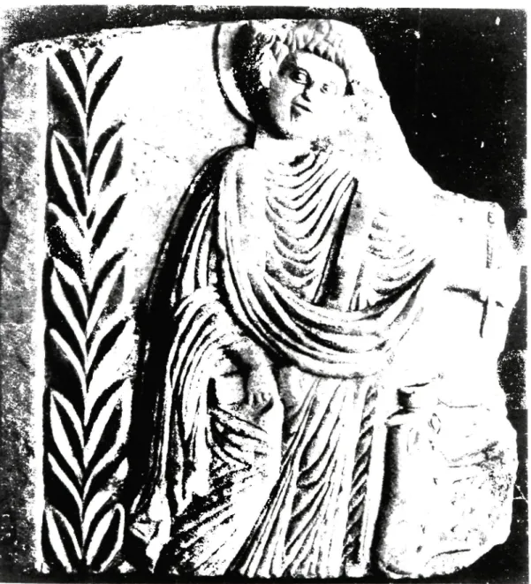 Fig. 1 - Baixo-relevo do Evangelista S.Lucas, Antigüidade  Tardia, Esfremoz. Cópia da foto publicada por Túlio Espanca
