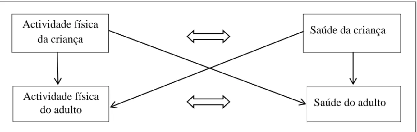 Figura 1.Modelo Conceptual de Inter-relações da Actividade Física e Saúde (Maia et al., 2001,adaptado de Blair  et al., 1989)