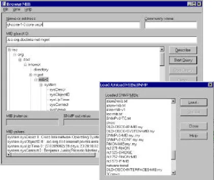 Figura 4.26 – MibBrowser e interface de carregamento de MIBs. 