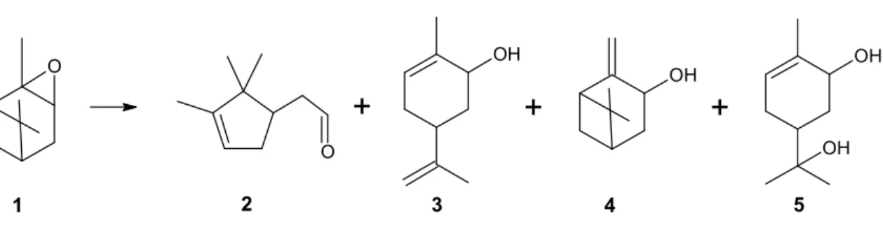 Figura 5.1: Alguns produtos da isomeriIação do óFido de α-pineno. 