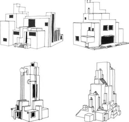 Figura 1. La síntesis formal y el racionalista juego de  volúmenes  que  muestra  Mallet-Stevens  en  la  casa  de  Claire  Lescot,  se  asemeja  a  sus  proyectos  arquitectónicos  coetáneos,  como  la  propuesta  inicial  que  hizo  para  la  villa  Noai