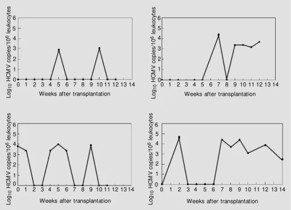 Figure 4 - Variation in HCM V vi- vi-ral load over time in PBLs from asymptomatic patients during the period of surveillance