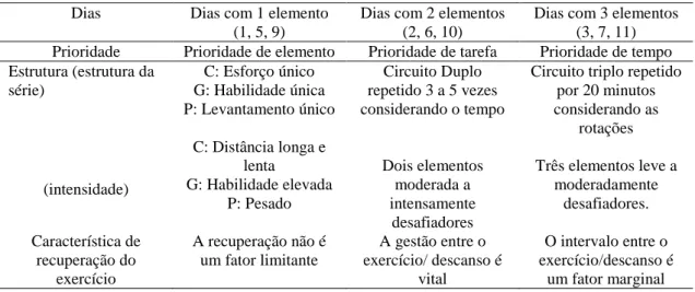 Tabela 4 - Estrutura do Treino baseado no CrossFit  ® .  