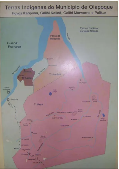 Figura  3  –  Mapa  exposto  no  museu  Kouahi  (museu  dos povos indígenas do Oiapoque