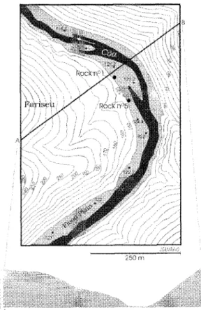 FIGURE  6.  Topogrnphy of  the Fnriseu site. 