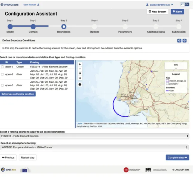 Fig. 3. OPENCoastS 0 configuration assistant at step 3  –  boundaries.  