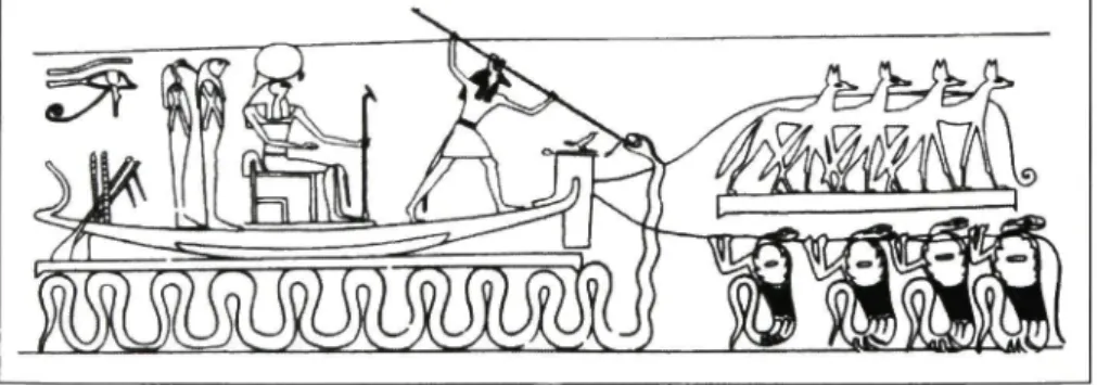 Fig. 3 - Triunfo do deus Sol e do seu acólito Set sobre Apófis 