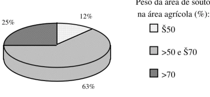 Figura 12 - Distribuição das explorações por classes de peso do souto na área agrícola (%) 