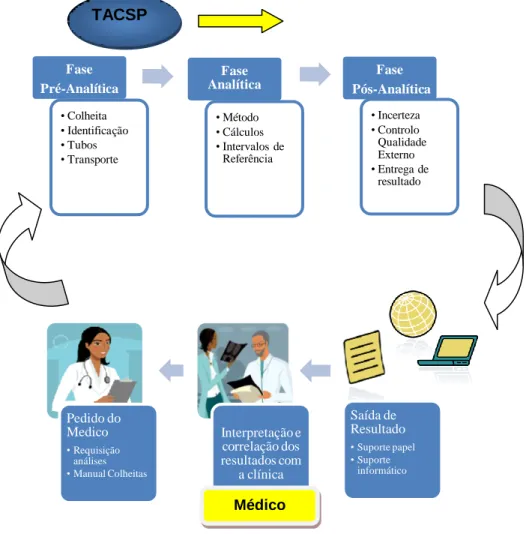 Figura 12 – circuito das análises solicitadas e interacção entre os diversos  profissionais de saúde 