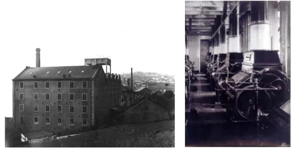Fig. 1 - Antigo edifício da Companhia de Moagem Harmonia e Fig. 2 - Salão dos moinhos (sistema Austro-húngaro) –  Antigo Edifício da Companhia de Moagens Harmonia