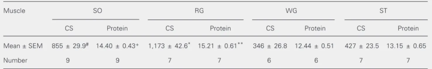 Table 2.     Mitochondrial citrate synthase activity and protein content of different rat skeletal muscles.