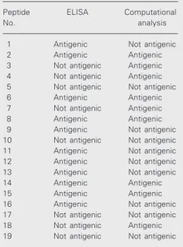 Table 4. Sequence and region of the peptides corresponding to the Indian consensus sequence envelope glycoprotein of HIV-1.