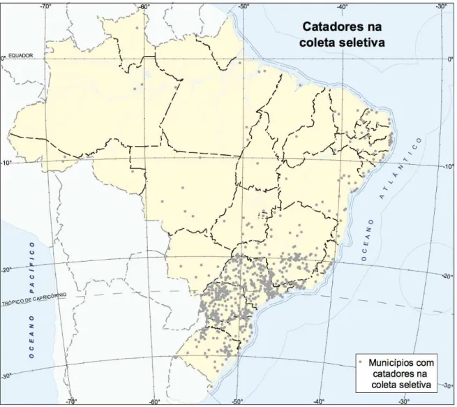 FIGURA III - Distribuição das Cooperativas de Catadores no Brasil 