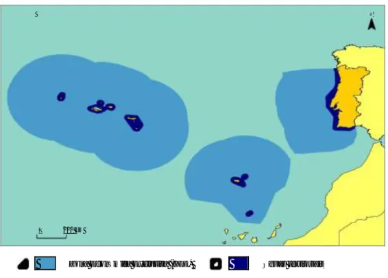 Figura 5 – Identificação da área da Zona Económica Exclusiva e das águas territoriais de Portugal