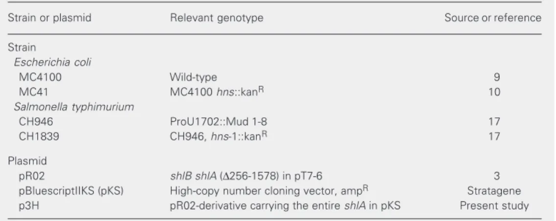 Table 1. Bacterial strains and plasmids used in the present study.