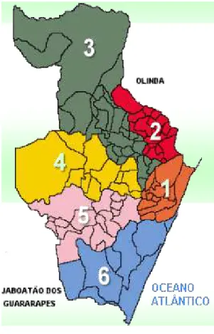 Figura 1 - Recife: Divisão Política Administrativa e Distritos Sanitários 