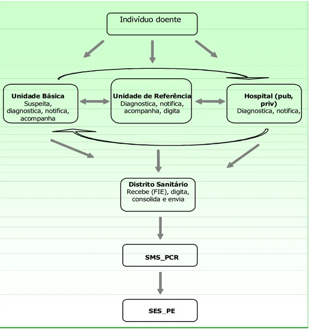 Figura  2  -  Fluxograma  do  paciente  e  das  informações  do  programa  de  controle  de  tuberculose da SMS da cidade do Recife