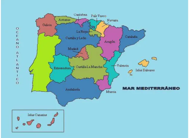 Figura 3.1. Mapa das zonas litorais Espanholas. 
