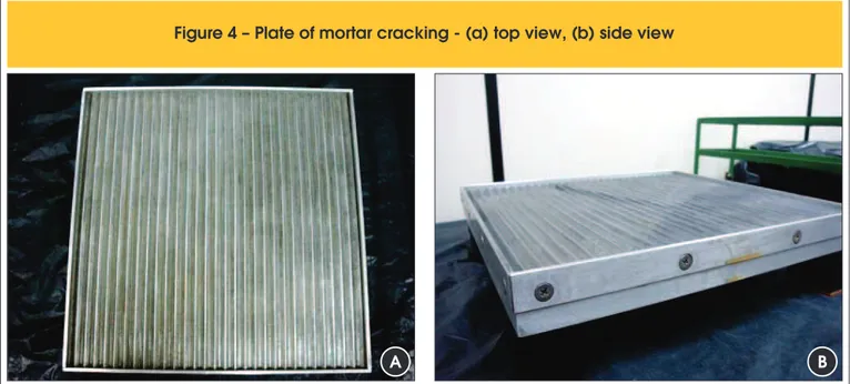 Figure 4 – Plate of mortar cracking - (a) top view, (b) side view