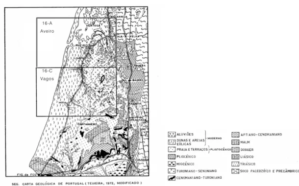 Figura 2. 7 – Localização da área de estudo nas respectivas cartas geológicas 
