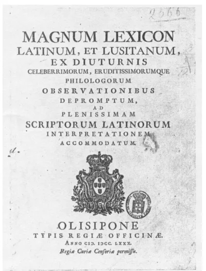 Figura I – Magnum Lexicum  - 1ª Edição (1780), folha de rosto 
