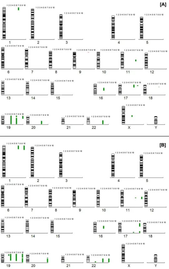 Figure 1. Chromosomal aberrations detected by comparative genomic hybridization in our samples