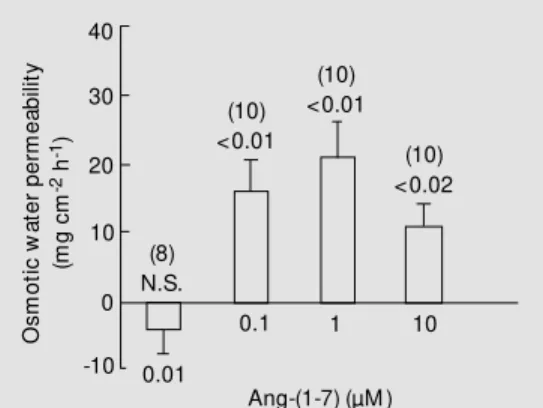 Figure 1 - Effect of different Ang- Ang-(1-7) concentrations on osmotic w ater permeability in isolated toad skin