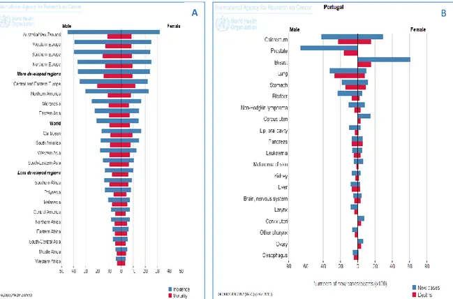 Table  1.  Estimated  incidence,  mortality  and  5-year  prevalence  for  colorectal  cancer,  in  World,  Europe and Portugal to men and women