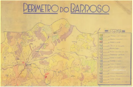 Figura 15 - Extrato da cartografia em papel do Perímetro Florestal do Barroso elaborado pelos  Serviços Florestais Portugueses em 1943