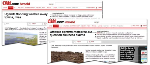 Figure 2.4. News pages ρ 1 and ρ 2 , extracted from CNN Web site.