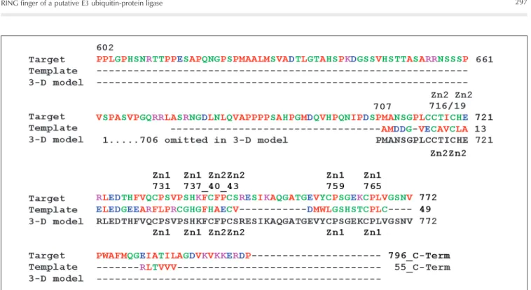 Figure 1. Edited sequence alignment with best scoring template 1 I YM for homology modeling