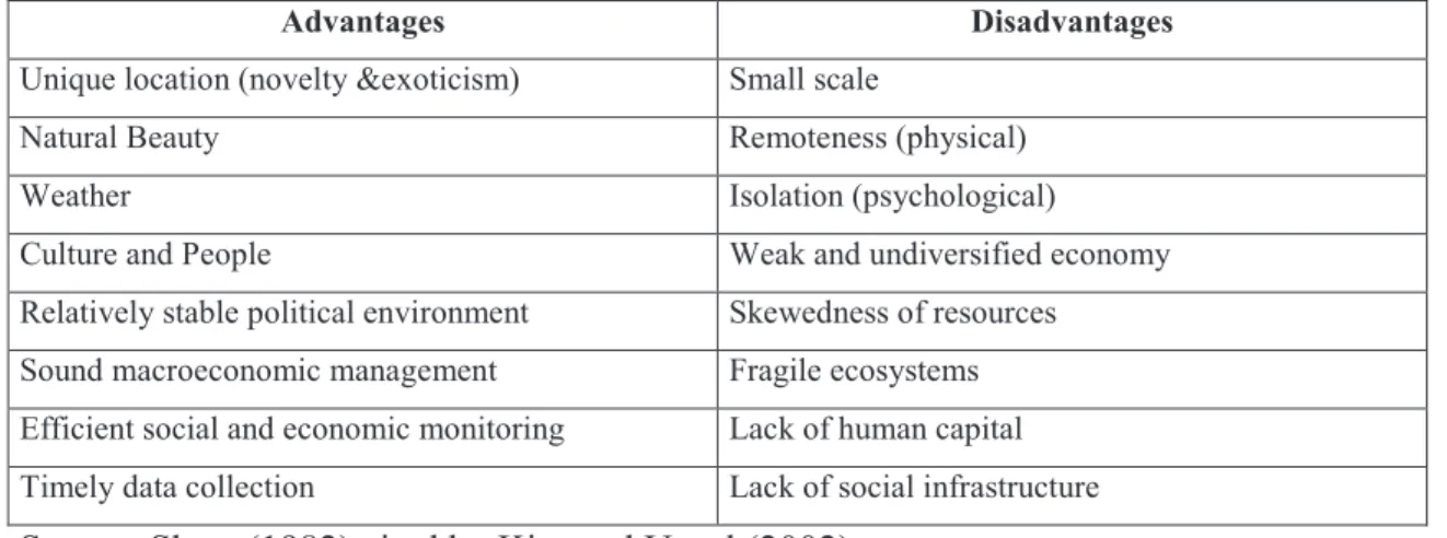 Table 2.2. Advantages and disadvantages of Island destinations 