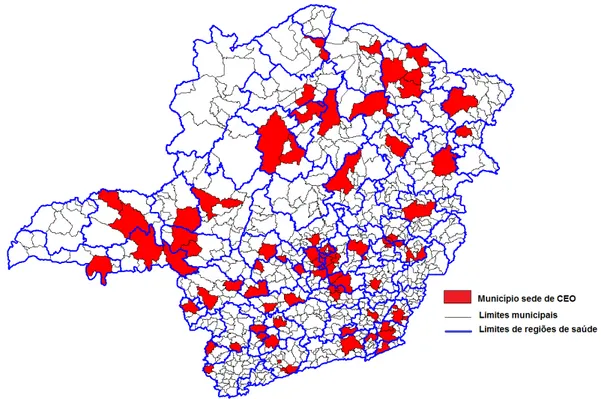 FIGURA 6  – Localização dos Centros de Especialidades Odontológicas no estado de Minas Gerais