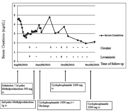 Table 1. Mean serum levels of blood components of the patient from admission to last follow-up visit.