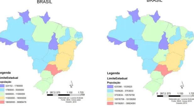 FIGURA 4 – Mapa População Brasil (Censo 2000)          FIGURA 5 – Mapa População Brasil (Censo 2010) 
