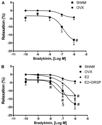 Figure 2. Protein expression of endothelial nitric oxide synthase (eNOS) (A) and estrogen receptor alpha (ER-a) (B) in coronary arteries from ovariectomized spontaneously hypertensive rats