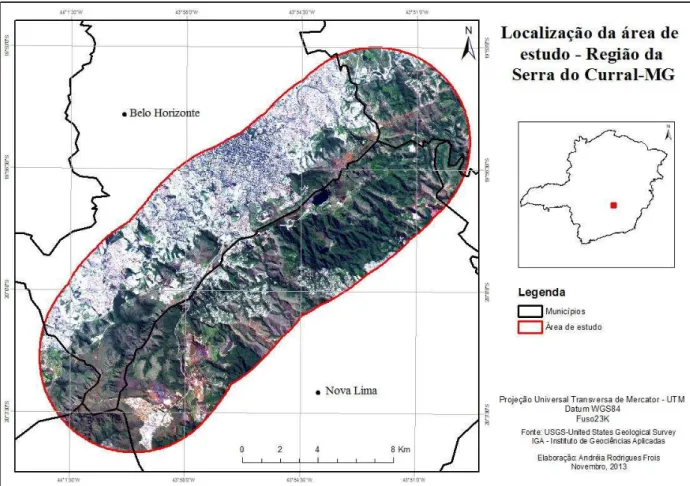 Figura 1: Localização da área de estudo - Região da Serra do Curral-MG 