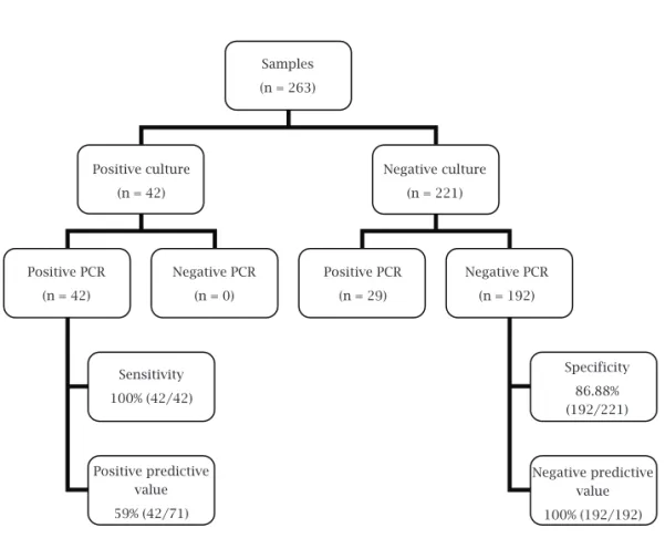 Figure 1: Diagram of sensitivity, specificity and predictive values of identifying the GBS presence in pregnant women by PCR assay.