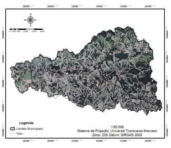 Figura 3. Mapa de vias de acesso da bacia hidrográfica do rio Jundiaí-Mirim, do ano de 2013