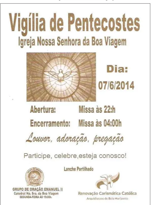 Figura 10 - Panfleto de divulgação da Vigília de Pentecostes de 2014 do grupo de oração Emanuel III