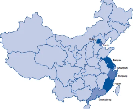 Figura 3.3 - Distribuição das regiões chinesas de primeiro nível  Fonte: Retirado de UNWTO (2017) 