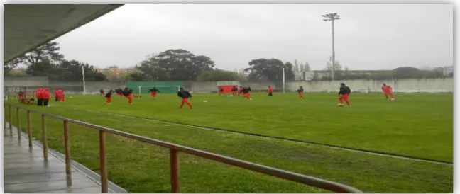 Figura 10 - Perspetiva da filmagem quando o treino era realizado no campo Óscar Marques em  dias de chuva.