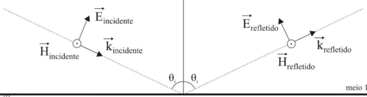 Figura 2.2: Reflex˜ ao de um campo polarizado verticalmente.