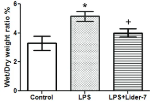 Figure 1. Histopathological changes in lung tissue samples of the three groups. Hematoxylin and eosin (  200 magni ﬁ cation).